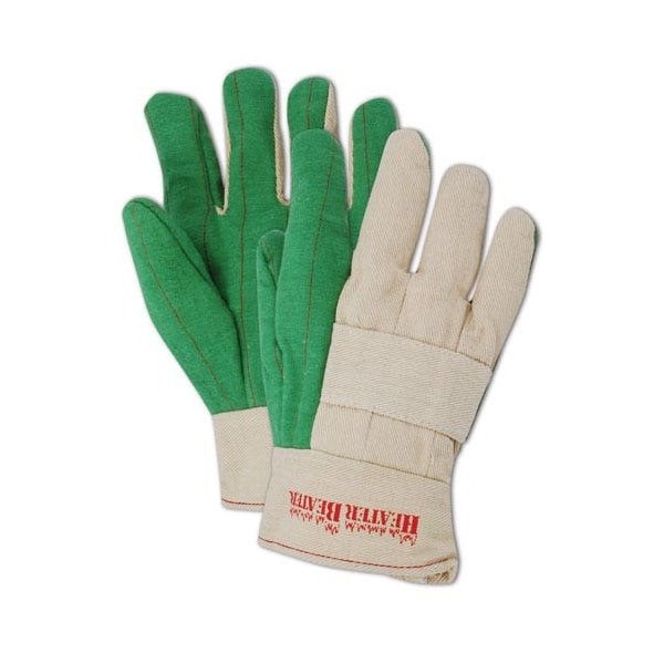 Magid Textile Gloves, Cotton, Band Top Cuff Green, Men's (Fits Large), 12 PK G299KBT - main